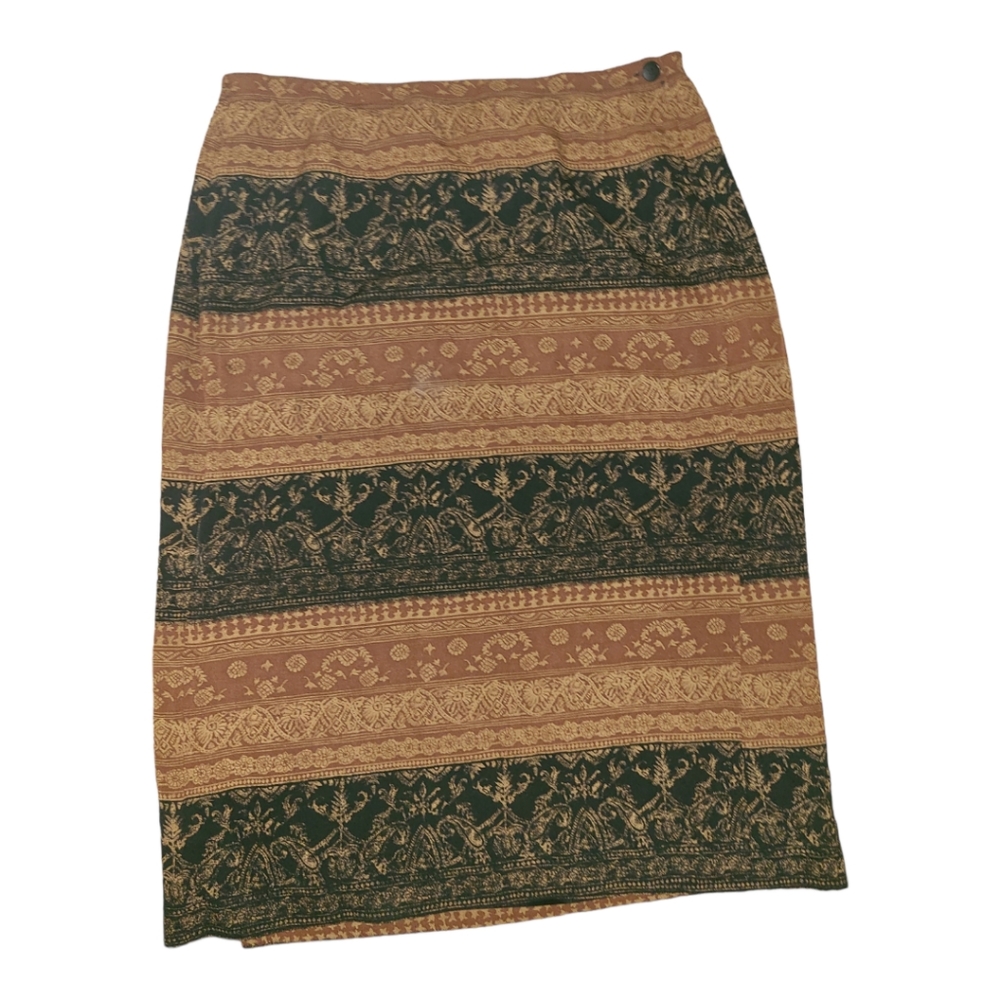 8. VINTAGE JONES NY 100% SILK FAUX  WRAP MIDI SKIRT 16W